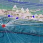 Gempa Magnitudi 5,1 mengguncang wilayah Selatan Kebumen, Jawa Tengah, Minggu (25/1/2022), pukul 03.57.27 WIB. (Liputan6.com/ BMKG)