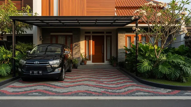 10 Pola Paving Block Estetik untuk Carport Rumah, Material Kuat dan Tahan Cuaca