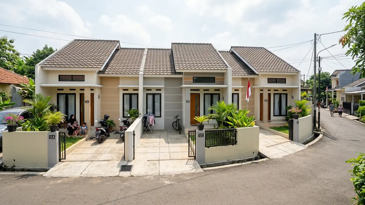 Desain Rumah Sederhana Ukuran 6x12 Meter 3 Kamar Tidur di Lahan yang Diapit Rumah Tetangga
