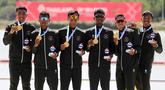 Tim dayung Indonesia sukses menyabet dua medali emas di SEA Games 2025 Thailand usai bertanding di The Royal Thai Navy Rowing and Canoeing Training Center, Rayong, pada Selasa (15/12/2025). (Foto: NOC Indonesia/Didik Setiawan)