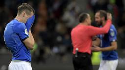 Pada Piala Dunia edisi sebelumnya, Italia juga secara mengejutkan gagal lolos ke putaran final usai dikalahkan Swedia dengan agregat skor 0-1. Kekalahan tersebut terjadi pada 10 November pada 2017 silam. (AFP/Miguel Medina)