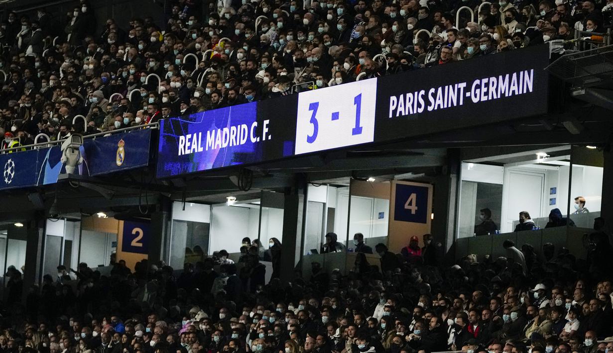Dalam laga leg kedua yang digelar di Santiago Bernabeu, Real Madrid menang dengan skor 3-1. (AP/Manu Fernandez)