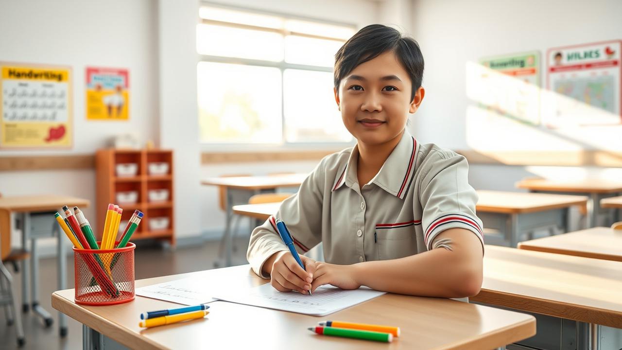 cara menulis tegak bersambung