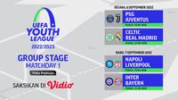 Link Live Streaming UEFA Youth League 2022 Macthday 1 di Vidio 6-7 September 2022