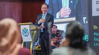Menteri Lingkungan Hidup (MenLH), Hanif Faisol Nurofiq, di acara implementasi MRA SPEI&ndash;JCM dalam kerja sama karbon Indonesia&ndash;Jepang di Jakarta, 18 September 2025. (dok. Humas KLH)