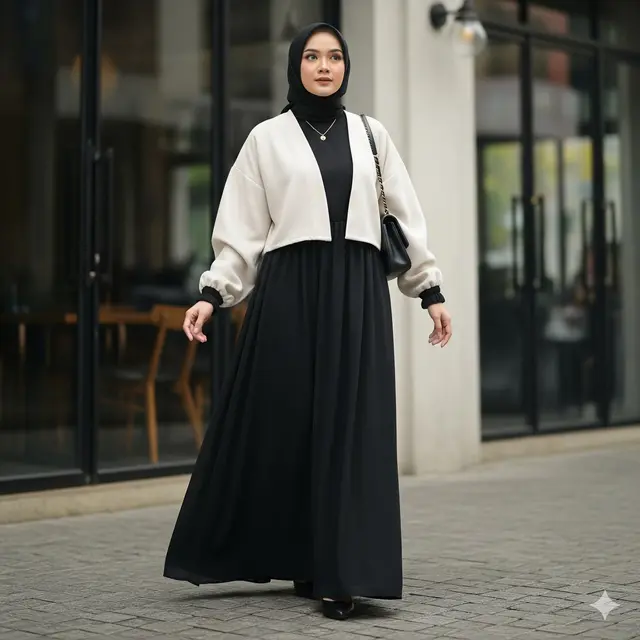 Gamis Maxi + Outer Oversize Cropped