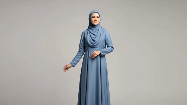 Gamis Polos Aksen Payet Tersembunyi di Manset