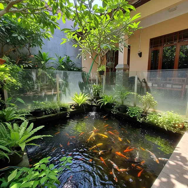 9 Desain Kolam Ikan dengan Pagar Kaca agar Anak Tidak Mudah Mendekat
