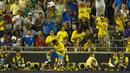 Pemain Brasil Gabriel melompat merayakan golnya ke gawang Haiti pada penyisihan grup B Copa America Centenario 2016 di Orlando, Florida, AS, (9/6/2016) WIB. Brasil menang 7-1. (Mandatory Credit: Kim Klement-USA TODAY Sports)