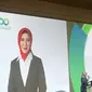 Direktur Utama PT Pertamina (Persero) Nicke Widyawati dalam acara International &amp; Indonesia CCS Forum di Hotel Mulia, Jakarta pada Senin (11/9/2023). Ia menyoroti Indonesia yang memiliki total potensi Co2 hingga 400 Gigaton. (Tasha/Liputan6.com)