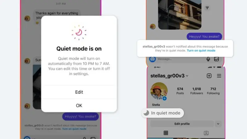 Tampilan Quiet Mode di Instagram (Dok. Meta)