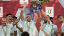 Inter berhasil menyamai pencapaian AS Roma soal koleksi trofi Coppa Italia. (AP Photo/Andrew Medichini)
