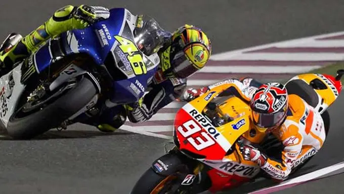 Bukti Marc Marquez dan Valentino Rossi Saling Sinis