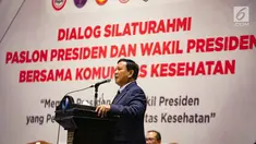 Calon Presiden nomer urut 02 Prabowo Subianto memberikan sambutan selama acara Dialog Silaturahmi Paslon Presiden dan Wakil Presiden bersama Komunitas  Kesehatan di Gedung Bidakara, Jakarta, Kamis (28/2). (Liputan6.com/Faizal Fanani)