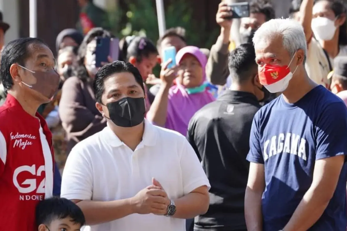 Jokowi, Erick Tohir, dan Ganjar Pranowo saat menghadiri CFD di Solo (Instagram/@erickthohir)