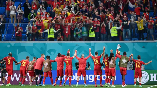 Foto Piala Eropa: Sumbangkan Dua Gol, Lukaku Berikan Kemenangan untuk Pertandingan Perdana Belgia di Grup B Euro 2020