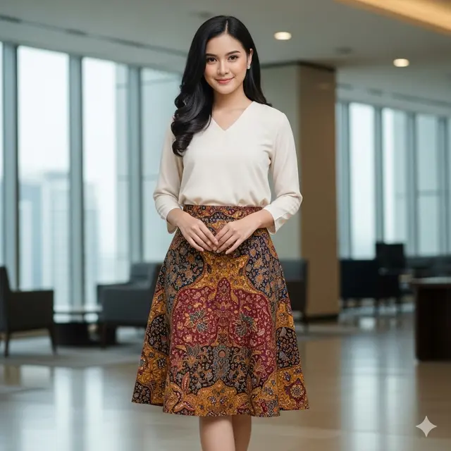 Padu padan rok batik a line (Image by Gemini AI)