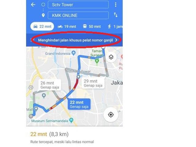 Begini Caranya Menghindari Jalur Ganjil Genap Menggunakan Google Maps Otomotif Liputan6 Com