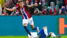 Selebrasi Antonio Nusa usai mencetak gol di laga Norwegia vs Italia di Ullevaal Stadion, Sabtu (07/06/2025). (Lise Aserud/NTB via AP)