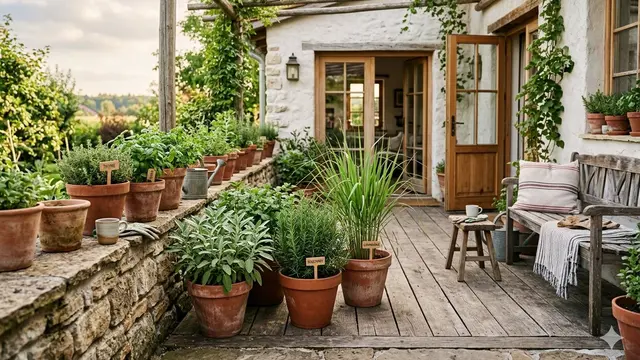 Ide Teras Rumah Minimalis dengan Tanaman Herbal di Pot