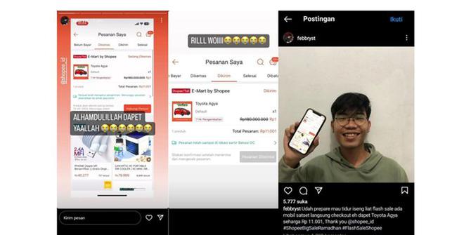 Berhasil Dapatkan Flash Sale Toyota Agya Rp 11 Ribu di Shopee, Postingan Pria Ini Langsung Viral