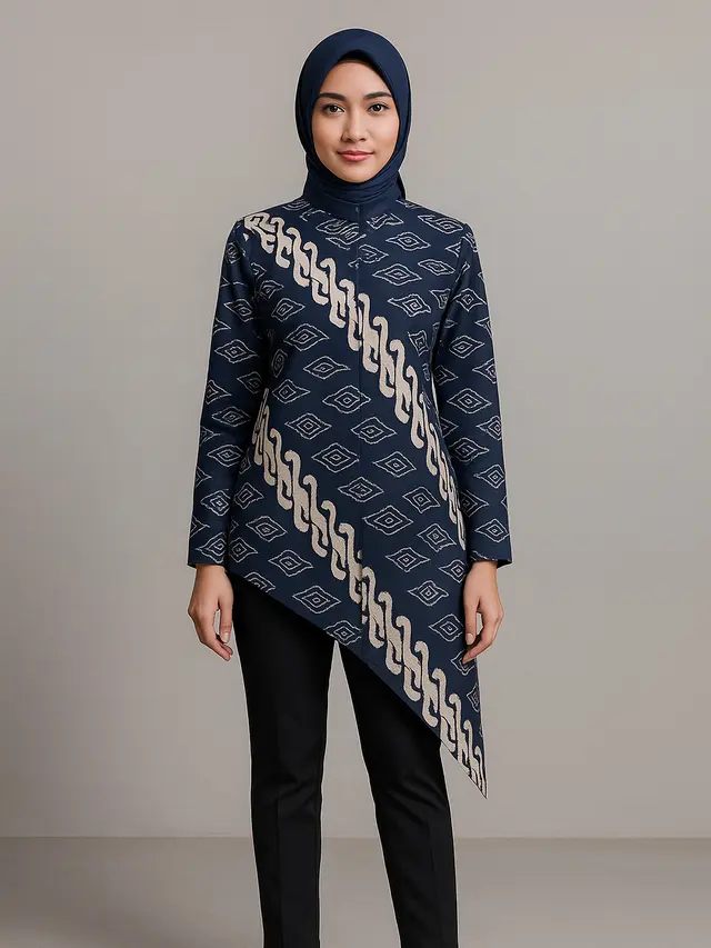 7 Model Atasan Batik Wanita Blouse Asimetris, Tampil Anggun dan Stylish