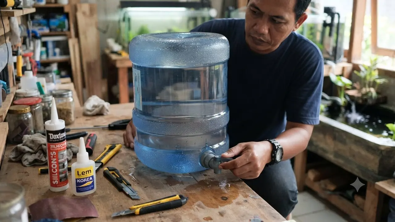 Cara Membuat Saluran Pembuangan Kotoran Ikan di Kolam Galon