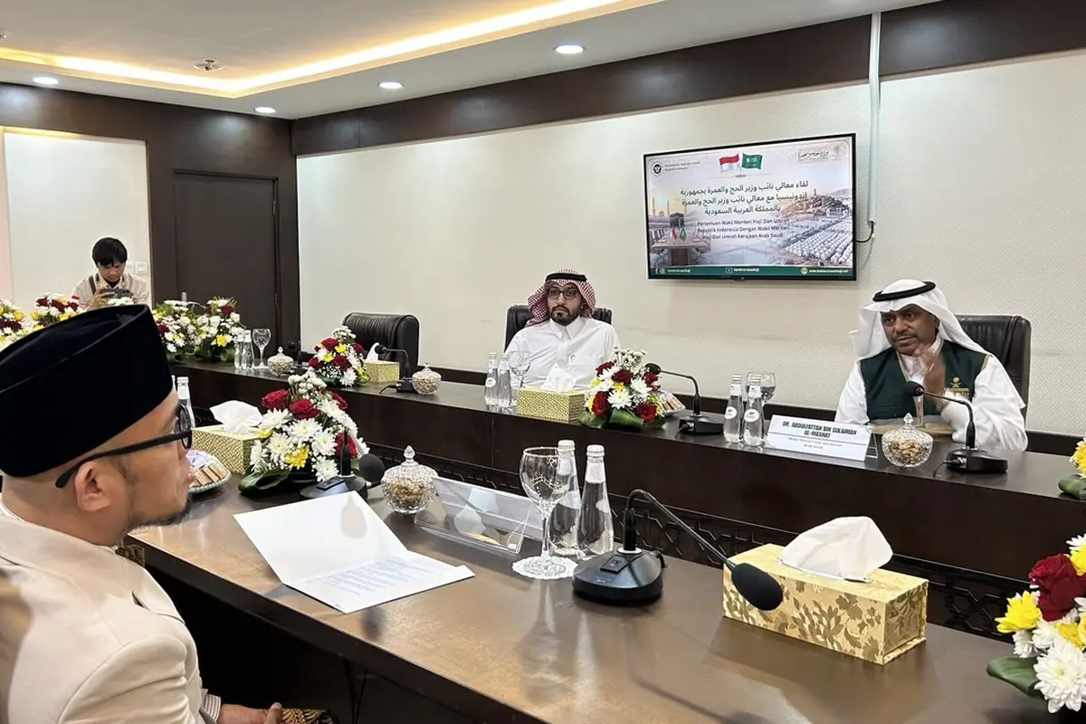 Wakil Menteri Haji dan Umrah RI Dahnil Anzar Simanjuntak menerima kunjungan Wakil Menteri Haji dan Umrah Arab Saudi, Dr. Abdulfattah bin Sulaiman Mashat (Istimewa)