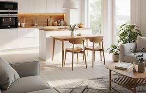 Desain Rumah Kecil Type 45 Skandinavian 1 Lantai dengan Dapur Terbuka (Image by Gemini AI)