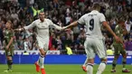 Selebrasi Gareth Bale usai mencetak gol ke gawang Legia Warszawa pada laga grup F Liga Champions di Santiago Bernabeu stadium, Madrid, Rabu (19/10/2016) dini hari WIB. (REUTERS/Sergio Perez)