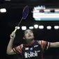 Gregoria Mariska Tunjung takluk dari Ratchanok Intanon di babak kedua pada Indonesia Open 2019 di Istora Senayan, Jakarta, Kamis (18/7/2019). (Bola.com/Peksi Cahyo)