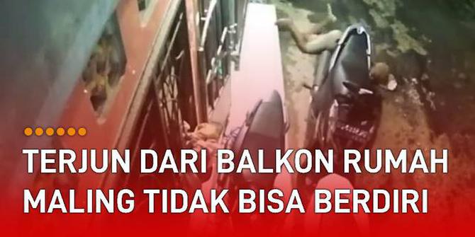 VIDEO: Terjun Bebas dari Balkon Rumah, Maling Ketahuan dan Tidak Bisa Berdiri Lagi