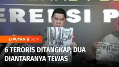 Tim Densus 88 menangkap enam terduga teroris di Lampung. Dua terduga teroris tewas dan satu personel Densus 88 mengalami luka tembak.