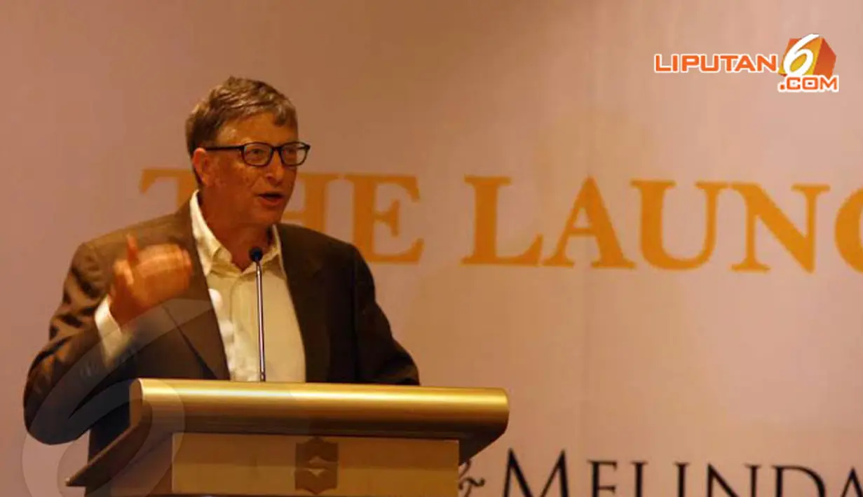 Bertempat di Hotel Shangrilla, Jakarta Bill Gates mengajak pengusaha di tanah air untuk menyumbang ke Indonesia Health Found yang dananya akan disumbangkan ke berbagai kegiatan sosial (Liputan6.com/Miftahul Hayat)