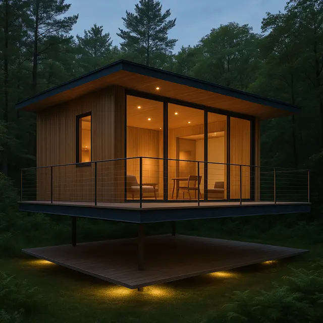 Model Rumah Cabin Elevated yang Cocok Dibangun di Berbagai Lokasi (Foto: ChatGPT)