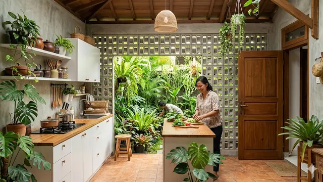 Desain Dapur Belakang dengan Roster
