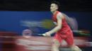 Lin Dan kesulitan meladeni permainan Chou Tien Chen asal Taiwan yang menjadi unggulan ke-4 di Indonesia Open 2019 kali ini. (Bola.com/Peksi Cahyo)