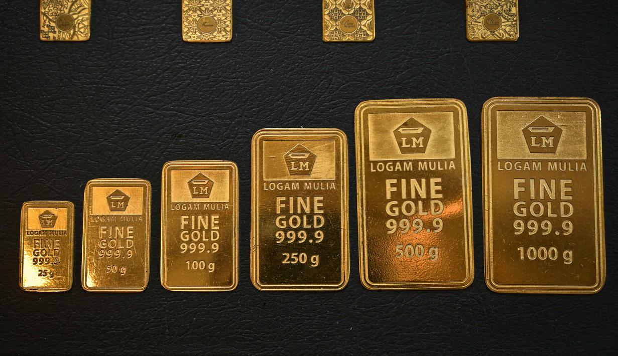 Harga emas Antam hari ini memecahkan rekor sebelumnya atau tertinggi dalam sejarah. (Juni KRISWANTO/AFP)