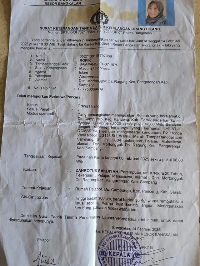 Laporan orang hilang