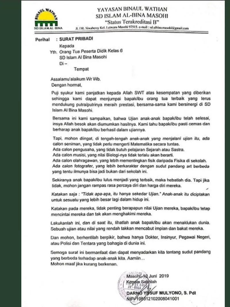 surat edaran sekolah viral