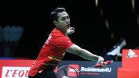 Tunggal putra Indonesia&nbsp;Jonatan Christie akan bertemu wakil Chinese Taipei Lin Chun-Yi pada babak 16 besar French Open 2023 di Glaz Arena, Prancis, Kamis, 26 Oktober 2023. (foto: PBSI)