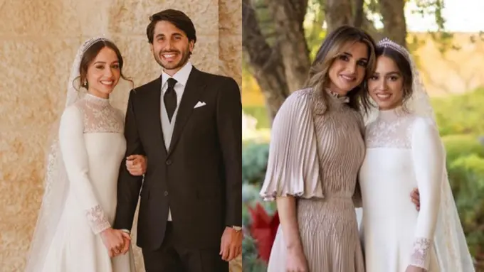 Putri Yordania Dibalut Gaun Putih dari Dior di Hari Pernikahan