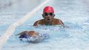 Atlet renang Asian Para Games Indonesia melakukan latihan di Stadion Akuatik, GBK, Jakarta, Jumat (05/10/2018). Latihan tersebut juga dalam rangka adaptasi kolam renang jelang pertandingan. (Bola.com/M Iqbal Ichsan)