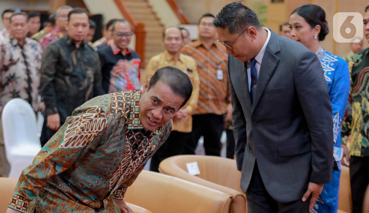 Prosesi ini sekaligus menjadi hari pertama kerja Sudaryono selaku orang nomor dua di Kementerian Pertanian (Kementan). (Liputan6.com/Herman Zakharia)