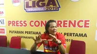 Pelatih Bandung Bank BJB Pakuan, Teddy Hidayat, mengakui keunggulan Jakarta Pertamina Energi pada putaran pertama Proliga 2019. (Liputan6.com/Switzy Sabandar)