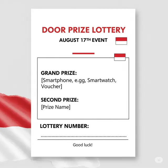 Desain kupon doorprize berhadiah acara 17 Agustus (Image by GeminiAI)