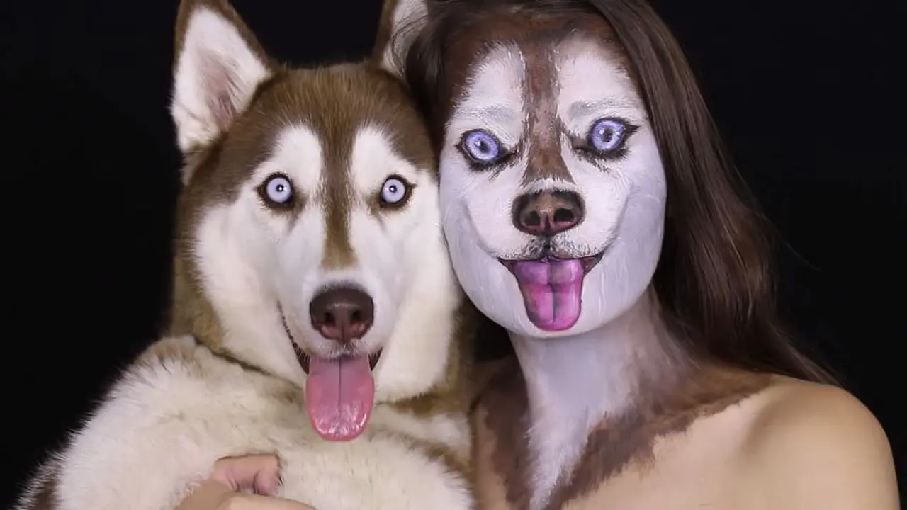 PereTutorial Singkat Ubah Wajah Manusia Jadi Anjing Siberian Huskympuan Ini 'Make Over' Wajahnya Jadi Anjing Siberian Husky