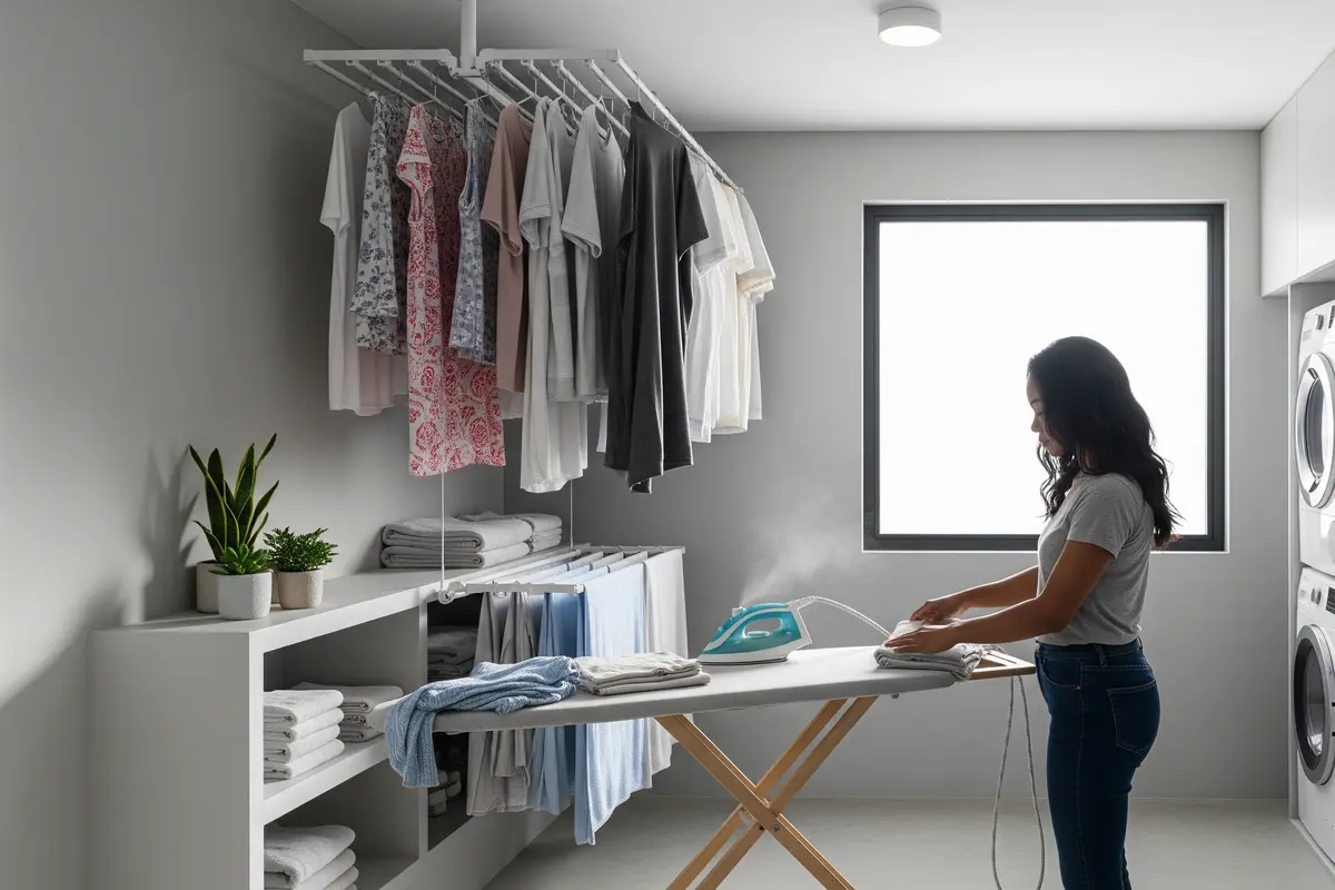 Model Ruang Cuci dengan Jemuran Gantung Minimalis