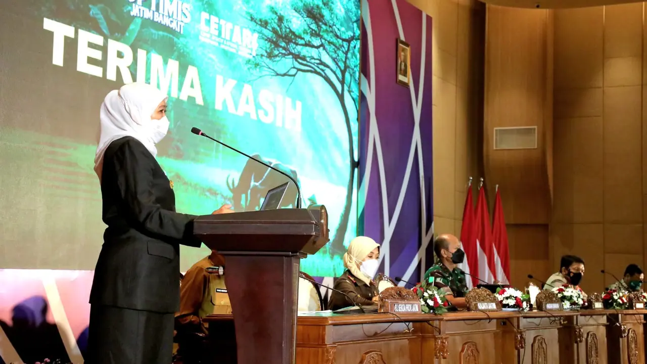 Gubernur Jawa Timur Khofifah Indar Parawansa. (Dian Kurniawan/Liputan6.com)