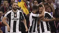 Pemain Juventus rayakan gol Mario Mandzukic ke gawang Real Madrid (Javier SORIANO / AFP)